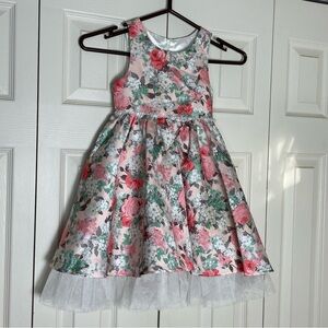 Girl's American Princess Pink Formal Party Lined w/tulle Floral Dress Size 6